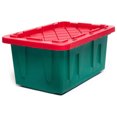 thumbnail image 2 of HOMZ Durabilt 15 Gallon Heavy-Duty Holiday Storage Tote, Green/Red (2 Pack), 2 of 9