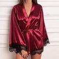 thumbnail image 1 of LSLJS Lingerie Women Silk Lace Robe Dress Sleepwear Nightdress Pajamas Set, 1 of 6