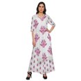thumbnail image 1 of Moomaya Ensemble Kurta à Col en V Imprimé et Pantalon Palazzo Tenue Ethnique Robe pour Femmes, 1 of 1