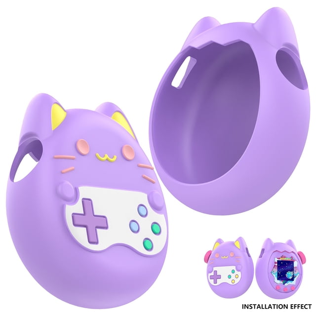 Purple Tamagotchi Protective Case Soft Silicone Cover With Tpu Screen Protector 360 Degree Protection For Electronic Pet Game Device Protective Cover