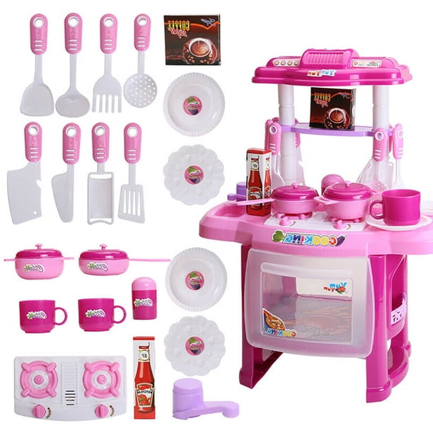 AQXONG Set De Cuisine Enfant 74 Pièces – Jeu De Rôle Chef Avec Pots, Ustensiles Et Nourriture Factice – Dès 3 Ans