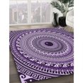 thumbnail image 3 of Ahgly Company Tapis d'Intérieur Rond Lavable en Machine Transitionnel Violet Foncé, 8 Pieds Rond, 3 of 7