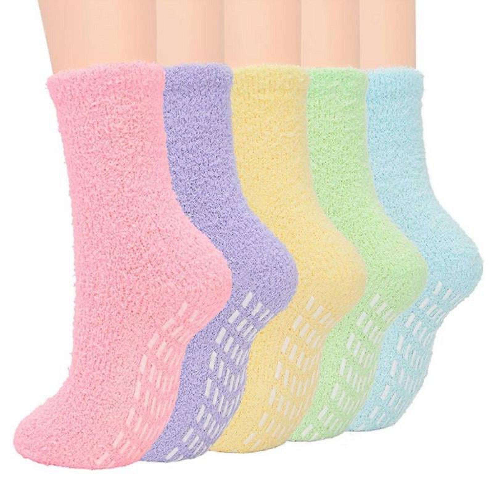 5 Pairs Women Warm Super Soft Plush Slipper Sock Winter Fluffy Microfiber Crew Socks Casual Home Sleeping Fuzzy Cozy Sock