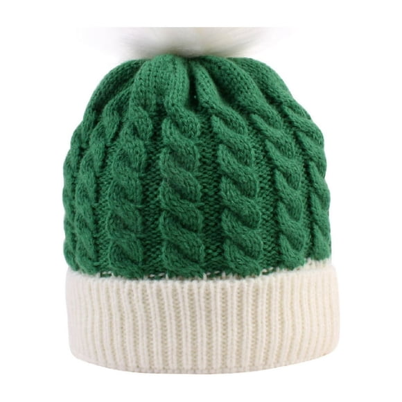 6 Month-2 Years Kids Knitted Hat Color Matching Design Big Plush Ball Warm Children Twist Splicing Christmas Knitted Hat for Christmas