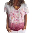 thumbnail image 1 of New Women's Floral Print Top V Neck Loose Short Sleeved T Shirt, 1 of 5
