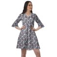 thumbnail image 1 of Moomaya Robe Chemise en Poly-Crêpe pour Femmes, Manches à Volants Imprimées, Tenue Décontractée d'Été, 1 of 4