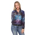 thumbnail image 2 of Fashion Womens Sequin Long Sleeve Front Zip Jacket with Ribbed Cuffs, 2 of 5