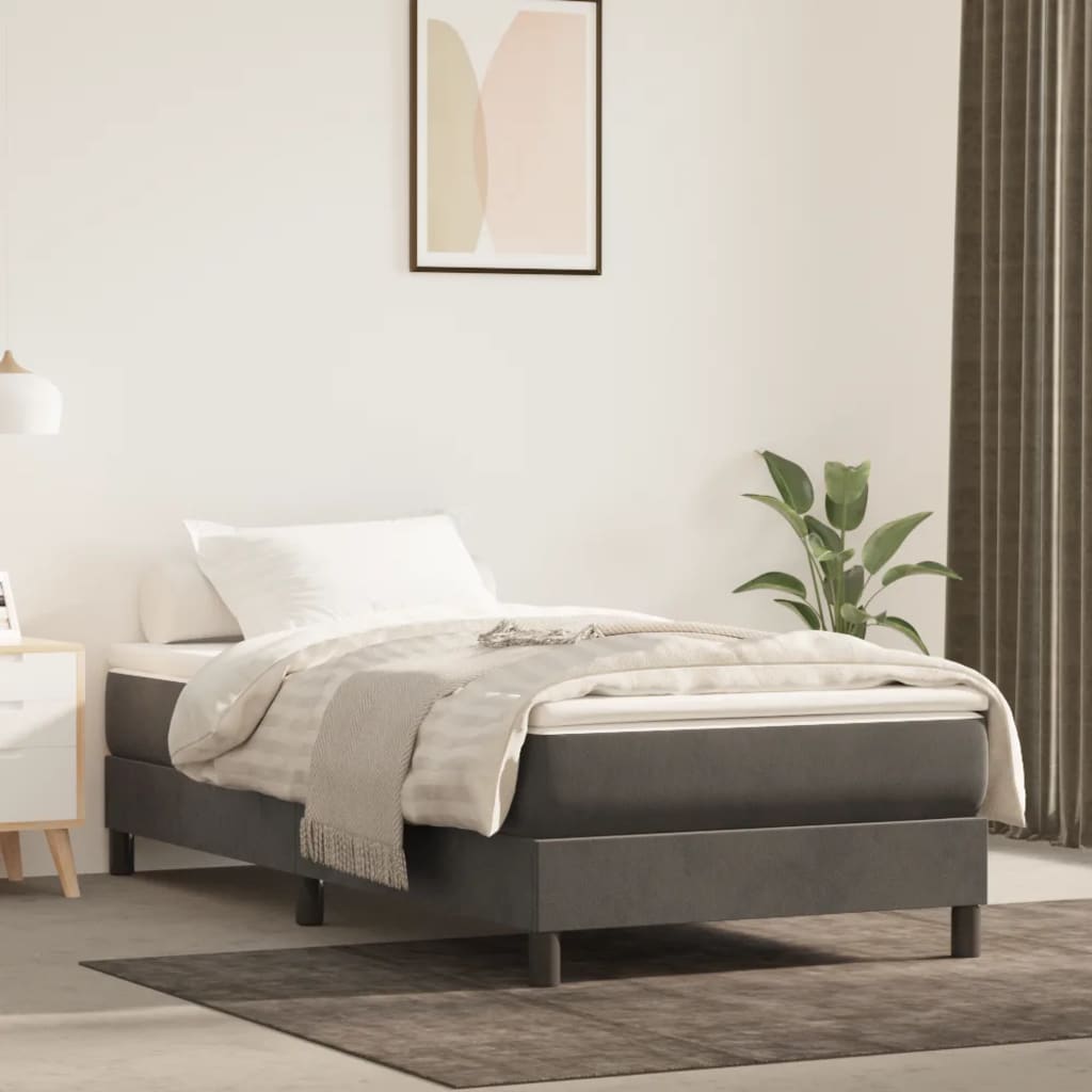 vidaXL Bed Frame Dark Grey 100x190 cm Twin Velvet