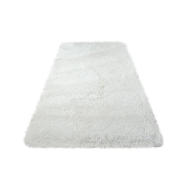 EQWLJWE Soft Area Rugs for Living Room, Sherpa Area Rug with a modern soft fluffy shaggy texture, shown in a rectangular shape with plush white fur. Ideal for bedrooms, small chair decor, nursery accent floors, or as a runner rug for hallways or bedside areas. Features a non-slip bottom for stability. Dimensions: 60x160CM (23.62x63in).