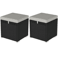 thumbnail image 1 of Outsunny 2 Pieces Wicker Outdoor Ottoman with Storage, Cushions, Light Grey, 1 of 10