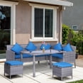 thumbnail image 2 of Outsunny 5 Pieces Wicker Patio Furniture Set with Cushions, Bright Blue, 2 of 10