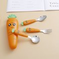 thumbnail image 3 of Children Cutlery Cartoon Fork Head Passivation Mirror Reflection Carrot Shape Spoon Fork for Kids, 3 of 7