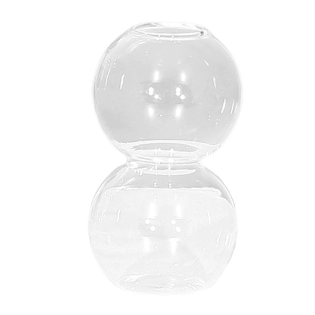 jifeng Glass Flower Vase Wooden Stand Terrarium Container Air Plant Bulb 2 Balls