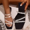 thumbnail image 2 of Hyknon Sandals for Women Summer Fashion Big Size One-Line Rhinestone Flat Sandals Arch Support Comfortable Sandals, 2 of 3