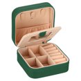 thumbnail image 1 of Unique Bargains Travel Jewelry Case, Small Jewelry Organizer Portable Mini Jewelry Box with Mirror Square Style 1, Dark Green, 1 of 5