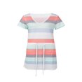 thumbnail image 3 of EIMELI Femmes Robe d'Été Bande Épissage Sling Robe V Cou Spaghetti Sangle Cordon Ceinture Robes avec Poches Bleu Clair Rose Gris XXL, 3 of 7