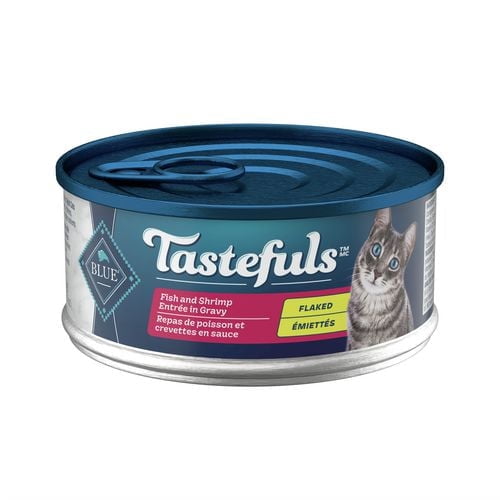 Blue Buffalo Tastefuls Natural Wet Cat Food Cans, Flaked Style, Fish and Shrimp Entrée in Gravy