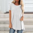 thumbnail image 2 of JIRNDf Chemises pour Femmes Hauts Mode Été Tendance Grande Taille Col Rond Manches Courtes Longues Tuniques Décontractées Blouse Blanche m, 2 of 9