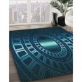 thumbnail image 3 of Ahgly Company Tapis Rectangulaire Lavable en Machine Intérieur Transitionnel Bleu, 4 Pieds x 6 Pieds, 3 of 7