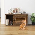 thumbnail image 4 of Gymax Meuble Cache-Litière pour Chat avec Entrée à Enroulement, Porte à Persiennes, Table d'Appoint en Bois pour Animal, 4 of 10