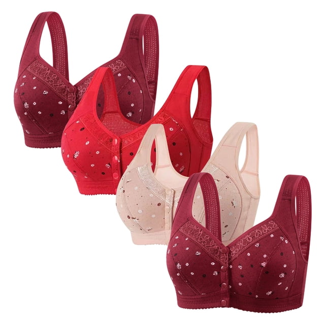 Fall/Winter Savings! Srobpty Womens Wireless Push Up Bras , 4PC Woman's Comfortable Lace Breathable Bra Underwear No Rims