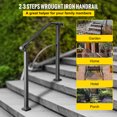 thumbnail image 2 of VEVOR Handrail Stair Railing Handrails Arch #2 Fits 2 or 3 Steps Matte Black Stair Rail Wrought Iron Handrail with Installation Kit Hand Rails for Outdoor Steps, 2 of 9