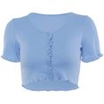 thumbnail image 1 of Débardeurs Courts Y2K pour Femmes Bouton Tricoté Manches Courtes - Bleu, 1 of 2