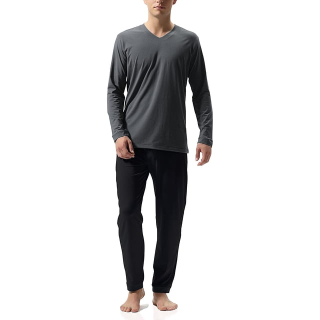 Haut et Bas de Pyjama de Détente en Jersey de Coton pour Homme, Ensemble de Pyjama à Manches Longues