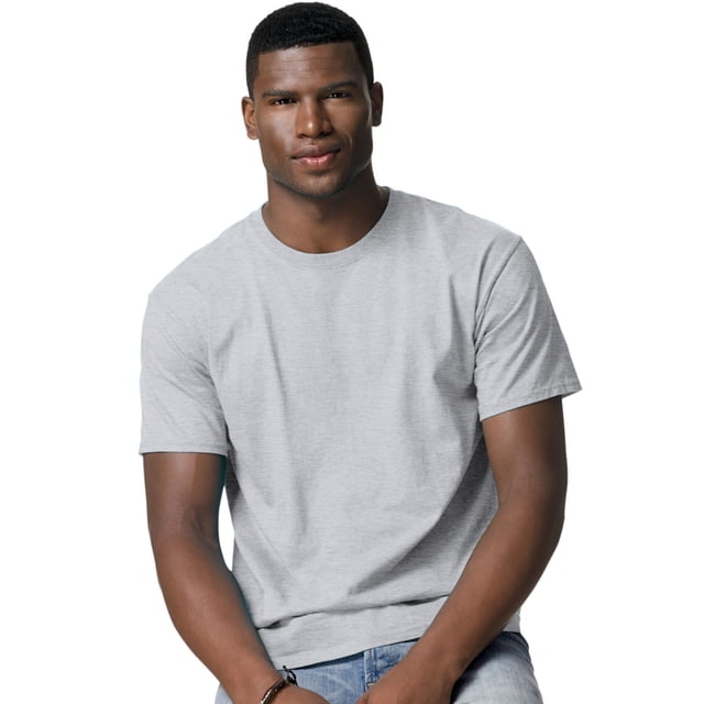 Hanes TAGLESS Men`s T-Shirt - Best-Seller, M, Light Steel