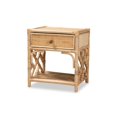 thumbnail image 1 of Baxton Studio Table de Chevet Moderne Bohème en Rotin Naturel Marron 1-Tiroir, 1 of 5