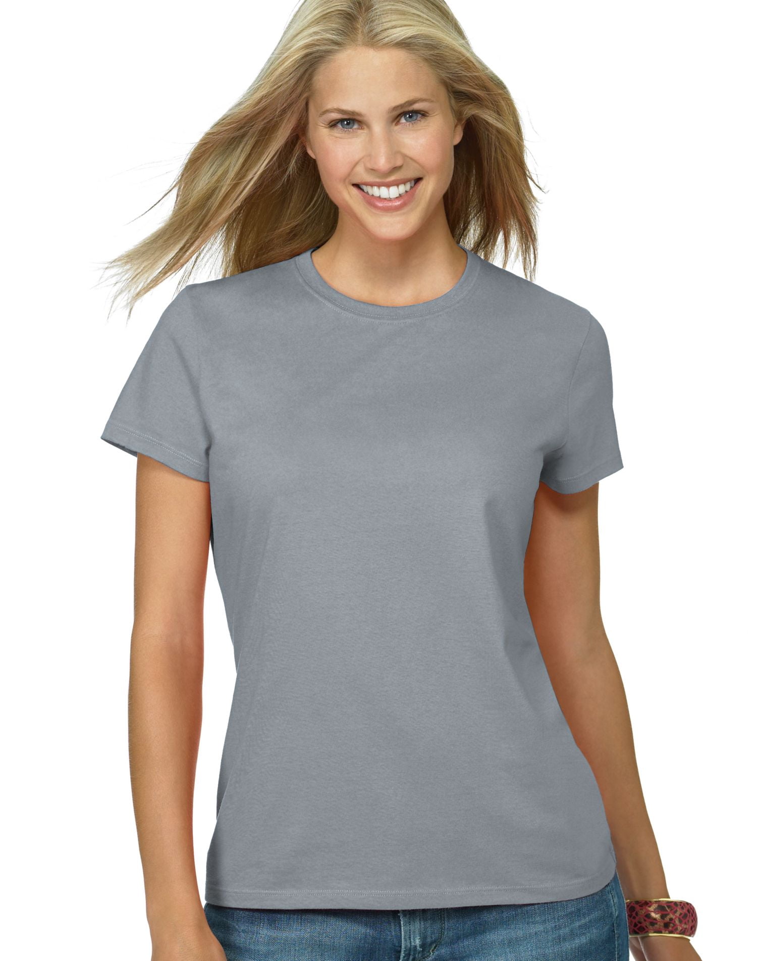 Hanes T-shirt Nano-T pour Femmes, 2TG, Acier Clair