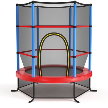 Gymax 55'' Trampoline for Kids Toddler Recreational Trampoline w/ Safety Enclosure Net Navy