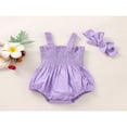 thumbnail image 2 of Baby Girls 2Pcs Summer Outfits  Sleeveless Frill Smocked Strap Romper with Headband Set, 2 of 7