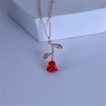 thumbnail image 4 of PVCS Collier Pendentif Goutte d'Huile Tridimensionnelle rose Rouge pour Femmes Bijoux, 4 of 4