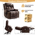 thumbnail image 2 of INGALIK Dual Motor Large Power Lift Recliner Chair For Elderly, Infinite Position Lay Flat Recliner with Massage and Heat, Electric Leather Recliner, Extended Footrest, USB Ports, Cup Holders (Brown), 2 of 11