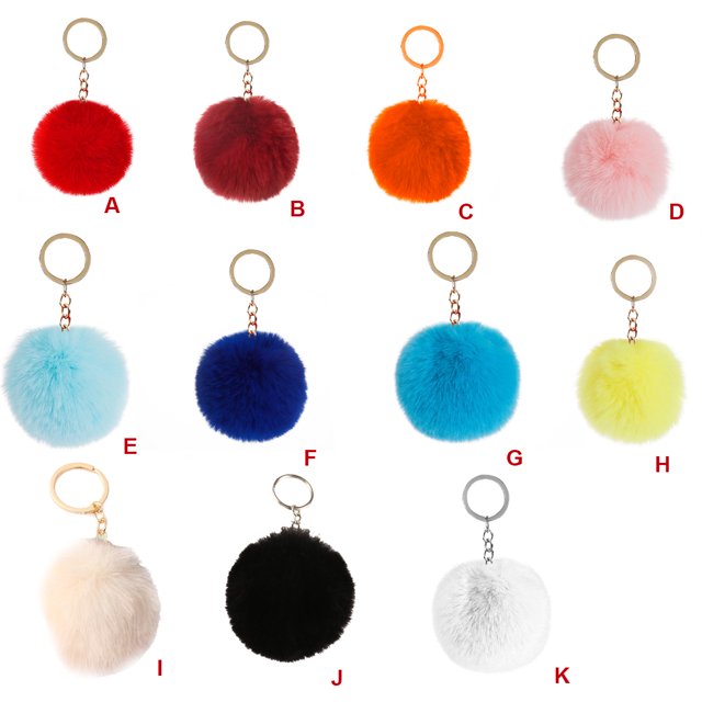 Fuzzy Ball Keychain Supple Comfortable Lovely Key Rings Adorable Practical Key Chains Women for Children Adults Elderly Students Black 7cm