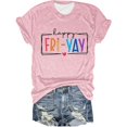 thumbnail image 2 of T-shirts pour Femmes « Happy Friday Teacher » 2026, Mode d'Été, Manches Courtes, Col Ras du Cou, T-Shirts Graphiques Amusants « Friday Weekend », 2 of 3