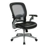 Office Star SPACE Air Grid Leather Office Chair in Black and Platinum