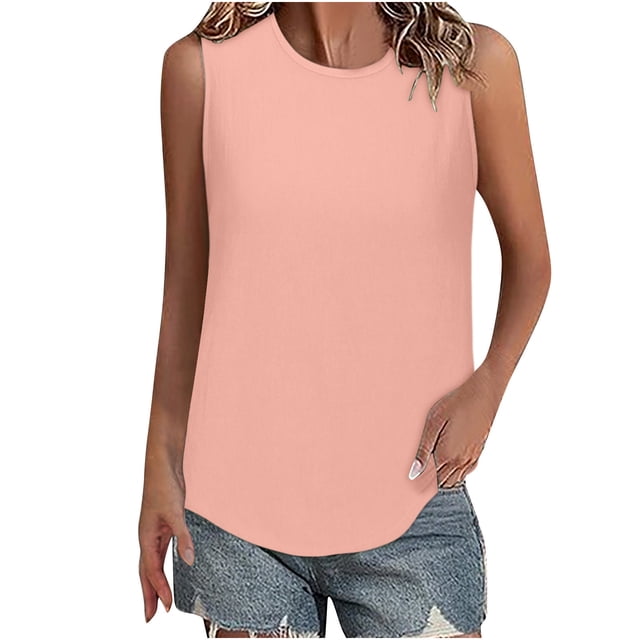AherBiu Débardeurs Grande Taille pour Femmes Couleur Unie Sans Manches Col Rond Ample Chic Décontracté Basique Camis