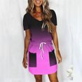 thumbnail image 2 of Birdeem Robes pour Femmes Mode Féminine Couleur Unie Manches Courtes Col en V Mi-Mollet Robe, 2 of 12