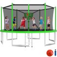 thumbnail image 1 of KOFUN 1500LBS 16FT Trampoline for Kids and Adults Outdoor Backyard Trampoline with Safety Enclosure Net, Removable Basketball Hoop, Ladder, A Ball, Green, 1 of 7