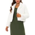 thumbnail image 1 of INSPIRE CHIC Women's Notch Collar Long Sleeve Open Front Faux Fur Fluffy Cropped Jacket XS White, 1 of 5