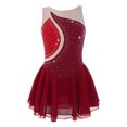 thumbnail image 3 of Oyolan Robe Tutu une Pièce de Danse Ballet pour Filles Enfants, Justaucorps de Compétition de Patinage Artistique en Maille à Empiècements, Rouge 12, 3 of 7