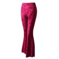 thumbnail image 3 of Women Velvet Flared Trousers, Solid Color High Waist Wide Leg Long Pants, 3 of 8
