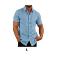 thumbnail image 4 of Baohd Chemise à Simple Boutonnage pour Homme de Banquet, Voyage, Randonnée, Été, Boutonnée, Manches Courtes, Col Rabattu, Chemises, Vêtements Mode, Bleu, G, 4 of 5