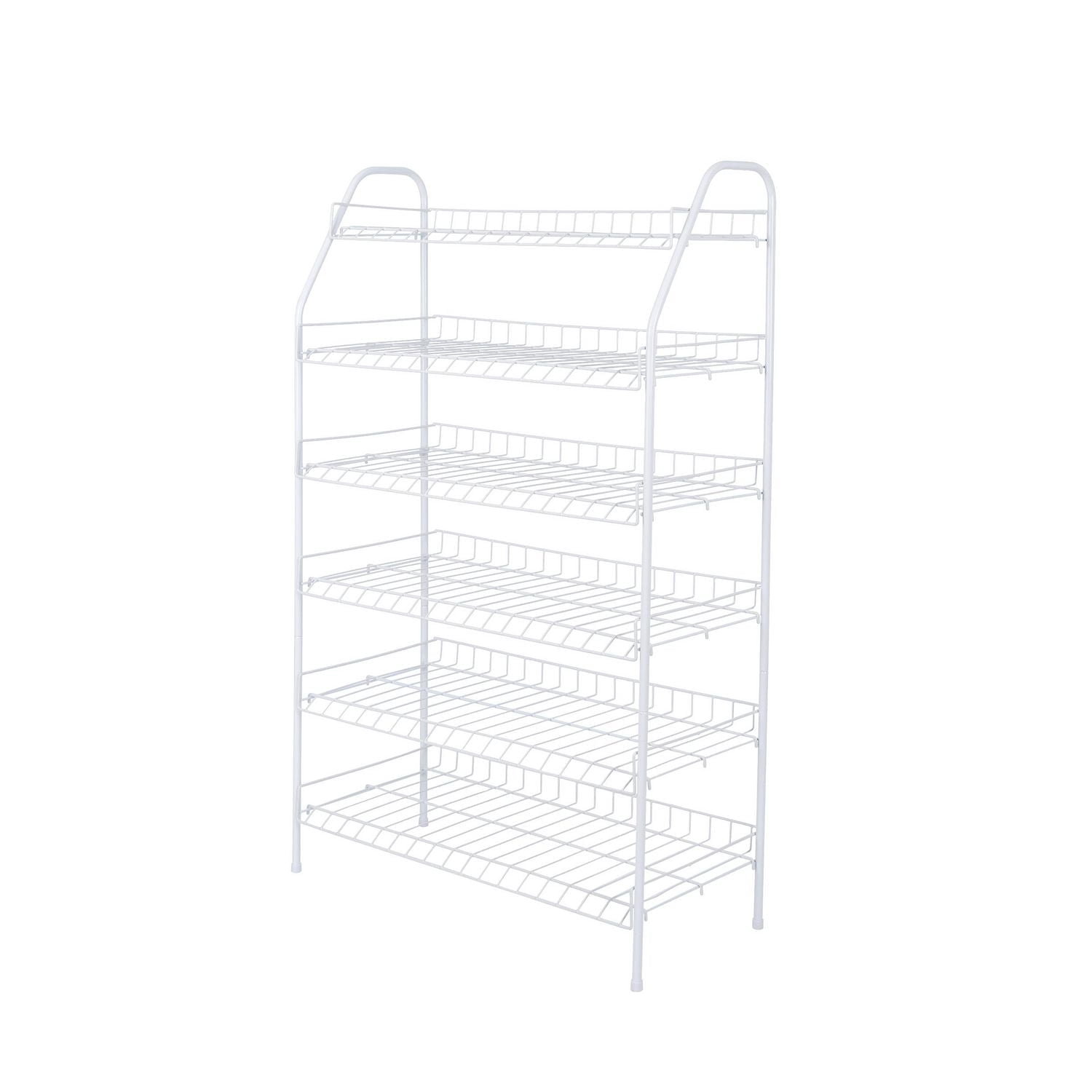 Mainstays 6 Tier White Metal Shoe Rack and Accessories Storage