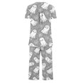 thumbnail image 3 of Jamicy Pyjama Confortable pour Femmes Ensemble Grande Taille Ample Imprimé d'Halloween Col Rond à Boutons Ensemble de Pyjama Capri Pyjama d'Halloween, 3 of 4