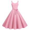 thumbnail image 1 of Robes d'Été pour Femmes 2025 Robe de Soirée Sans Manches Décontractée pour Femme au Foyer Soirée Bal Robe de Soleil Mode Unie Rose m, 1 of 5