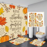 Dvkptbk Shower Curtain Carpet 4-Piece Set of Printed Shower Curtains Bathroom Partition Curtains Shower Curtains Non Slip Toilet Covers and Shaped Mats Shower Mats Bathtub and Bathroom Mats