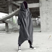 Men's Solid Color Personality Dark Style Full Body Zipper Long Hooded Sweater Jacket Mens Fashion Hoodies Hoodie Unisex Zip up Hoodie Men Never Broke Again Hoodie Heavy Sweatshirts for Men Hoodie High